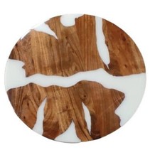 Bancone bar caffetteria legno acacia bordo vivo resina epossidica bianca Royal