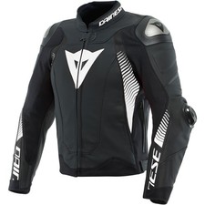 Giacca Moto Uomo 52 - Dainese Super Speed 4 Giacca Pelle Nero e Bianco