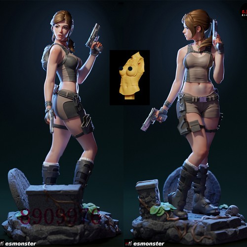 Figura stampa lara croft - 3d,