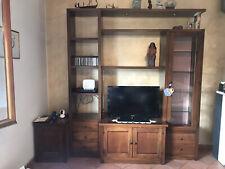 Mobile Parete Attrezzata Noce Massiccio Lunghezza M 2,50  + Mobile Ad Angolo .