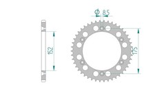 Pignone alluminio 51 denti divisione 520 per Yamaha YZ 490 anno 1982-1988
