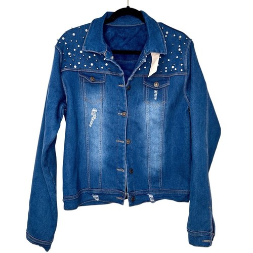 Giacca denim blu con - , borchie