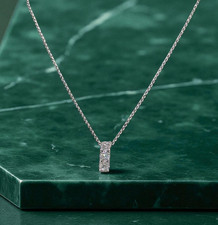 Collana Oro Massiccio 18K Bianco Con 27 Diamanti Naturali a Pavè MADE IN ITALY