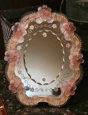 Specchio vetro veneziano rosa