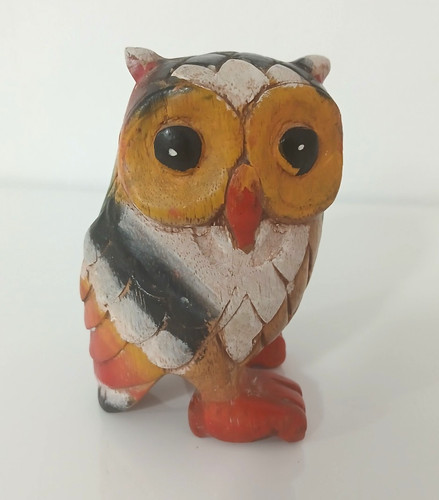 Statua gufo vintage legno - gufo,