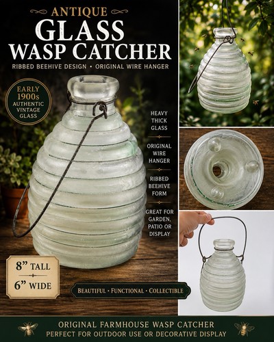 Antique ribbed glass wasp - antique,