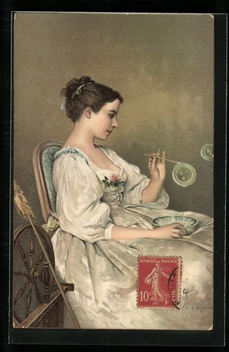 Cartolina giovane donna con - giovane,