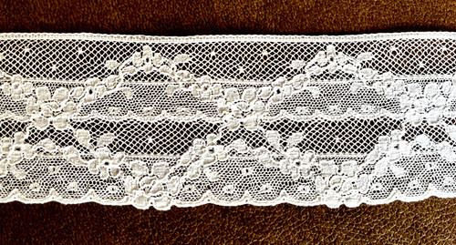 Pizzo floreale file cotone - 4,