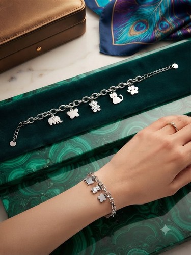 Bracciale acciaio con ciondoli - bracciale,