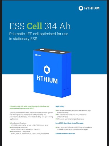 Cell lifepo4 314ah hithium - lifepo4,