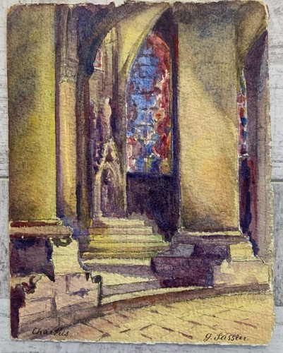 Acquerello cattedrale chartres - cattedrale,