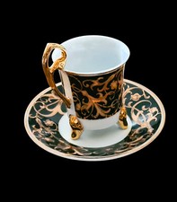 TAZZINA TAZZA DA CAFFE' MOKA PORCELLANA ADAMO GOLD COLLECTION RARA VINTAGE