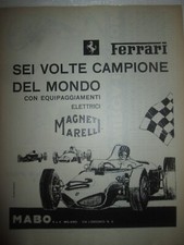 FERRARI MAGNETI MARELLI Campione Mondo  Pubblicita'  Advert ORIGINALE  anni '60