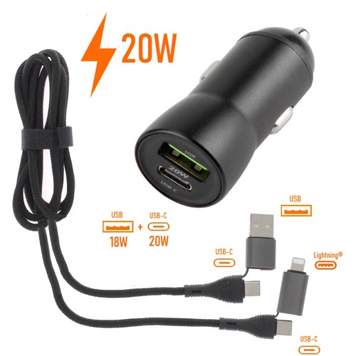 Chargeur auto cable - chargeur, +