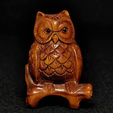 Statua uccellino gufo in legno