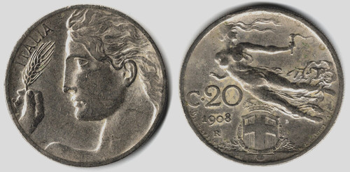 Italia centesimi 1908 - 20,
