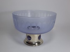 Coppa Frutta Cristallo Base Argento 800 Punzonato Italia Design Vintage anni '60