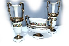 Trittico Anfore Stile Etrusco Porcellana e Oro Zecchino 24kt 