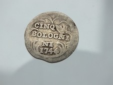 STATO PONTIFICIO  Benedict XIV 5 Bolognini 1744 BOLOGNA SILVER COME FOTO RARI
