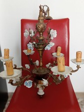 Capodimonte lampadario in bronzo dorato con roselline