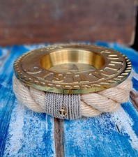 Posacenere Pubblicitario In Ottone Massiccio Con Base Cordone Marinaro Canapa