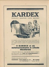 PUBBLICITA' ORIGINALE VINTAGE ANNI 30-SCHEDARI KARDEX MILANO
