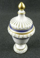Portauovo Capodimonte firmata N corona dipinta a mano Vintage oro blu ceramica
