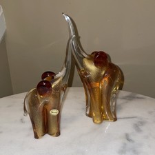 Coppia di elefanti in vetro di