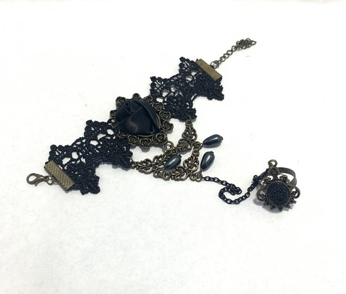Bracciale gotico pizzo - , nero