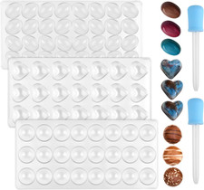 3 Stampi per Cioccolatini in Policarbonato, Trasparenti, Con 2 Contagocce, Stamp