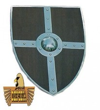 SCUDO IN LEGNO c/finiture in ACCIAIO MEDIOEVALE CM 60X48 Doppia Impugnatura