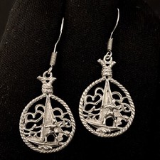 ORECCHINI ESTATE ARGENTO STERLING WIND SURF SALT LIFE OCEANO 1 13/16” x 3/4”