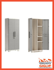 Armadio Armadietto per da Esterno in Resina Portascope Giardino Veranda 2 Ante w