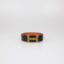 Cintura Hermes nera/arancione
