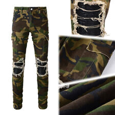Jeans uomo skinny mimetico denim con ginocchio flessibile e tasche laterali