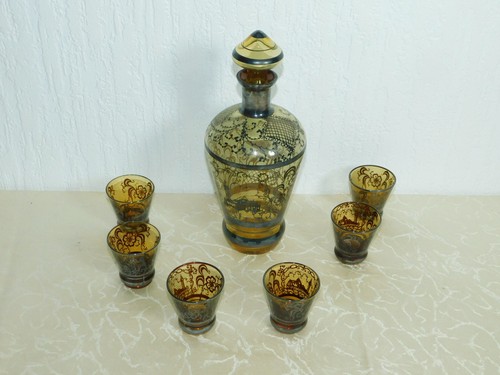 Glass liqueur carafe with - glass,
