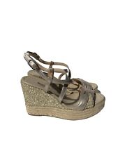 Sandalo platino oro zeppa plateau NERO GIARDINI 35