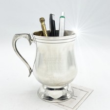 Portapenne da scrivania stile antico in argento silverplate sheffield boccale X