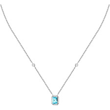 COLLANA DONNA MORELLATO TESORI Argento Zirconi Azzurri Pendente 40cm SAIW315