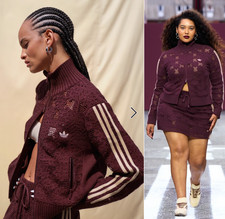 Adidas Originals x ASOS XXL Giacca da pista lavorata all'uncinetto Borgogna UK 24-26 / 2XL