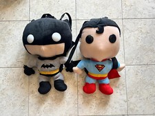 SET 2 ZAINI ZAINO BIMBI BIMBO SUPERMAN E BATMAN H47 CM OTTIME CONDIZIONI POLIEST