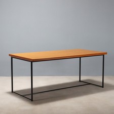 Tavolo Scrivania Vintage Rettangolare Legno Metallo Laccato Design Anni 80