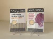 Coincard 2 Euro Andorra 2022 Summit + Suffragio Femminile Originale Folder BU