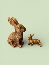 Gold Bunny Figurines Set Of 2