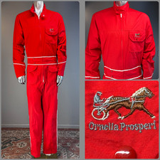 Tuta vintage italiana anni 80 Ornella Prosperi abbigliamento da lavoro trotter cavallo logo XL WOW