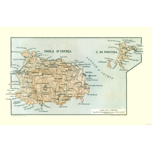 Mappa storica isola d ischia - isola, d'ischia