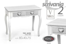 TAVOLO SCRIVANIA SCRITTOIO CONSOLLE LEGNO BIANCO PERLA SHABBY CHIC 80*40*H75CM