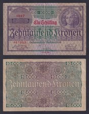 Banconota Austria 1 schilling on 10000 kronen 1924 P.-87 BB/VF