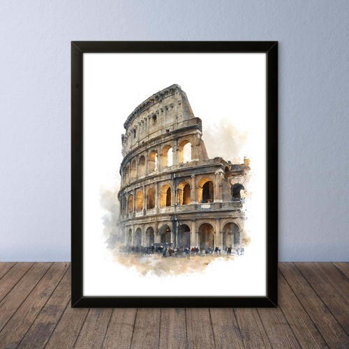 Cornice disegno acquarello - acquarello, su