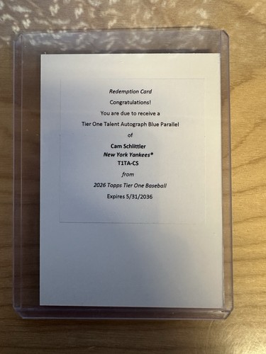 Cam schlittler 2026 topps tier - schlittler,